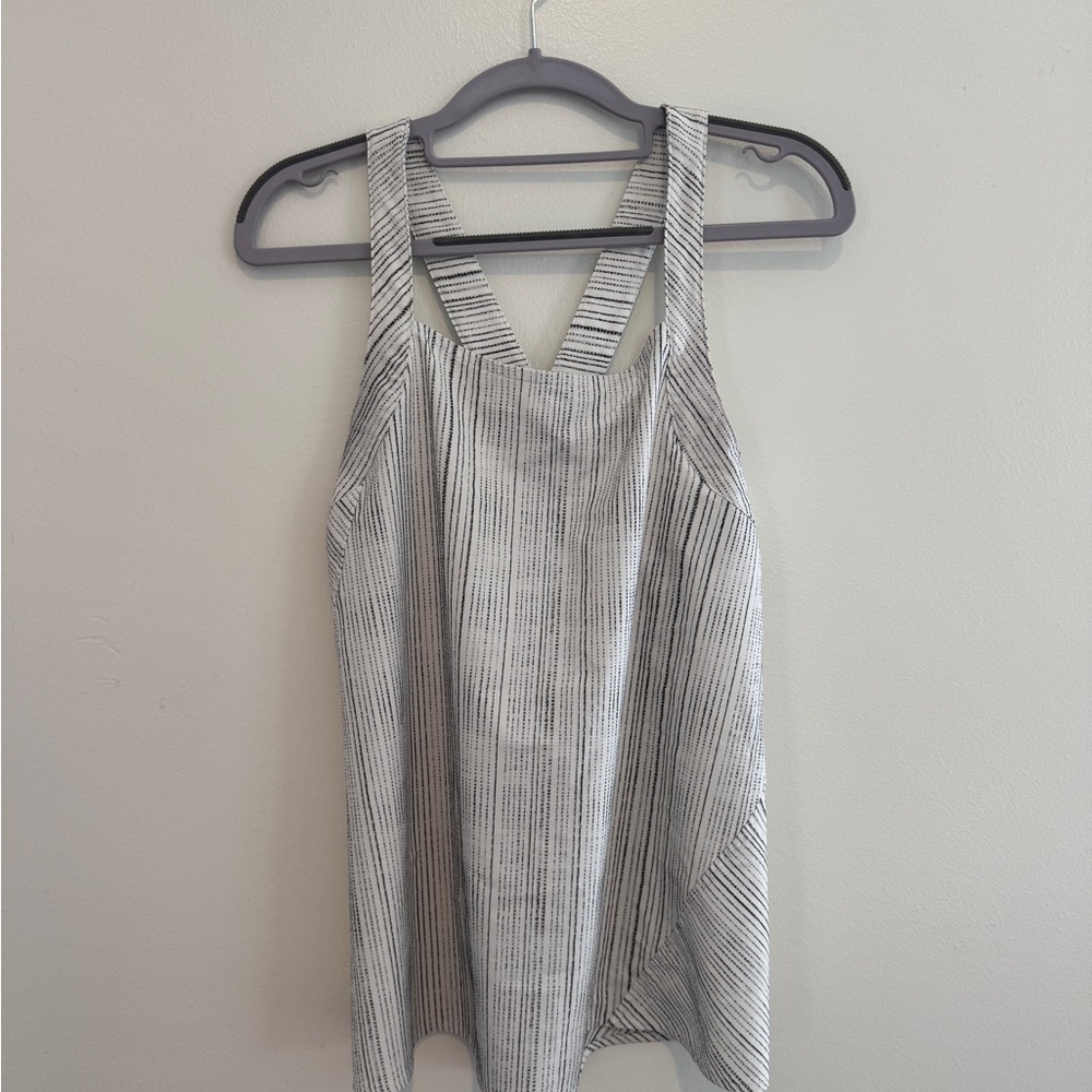 Athleta Black and White Striped Blouse